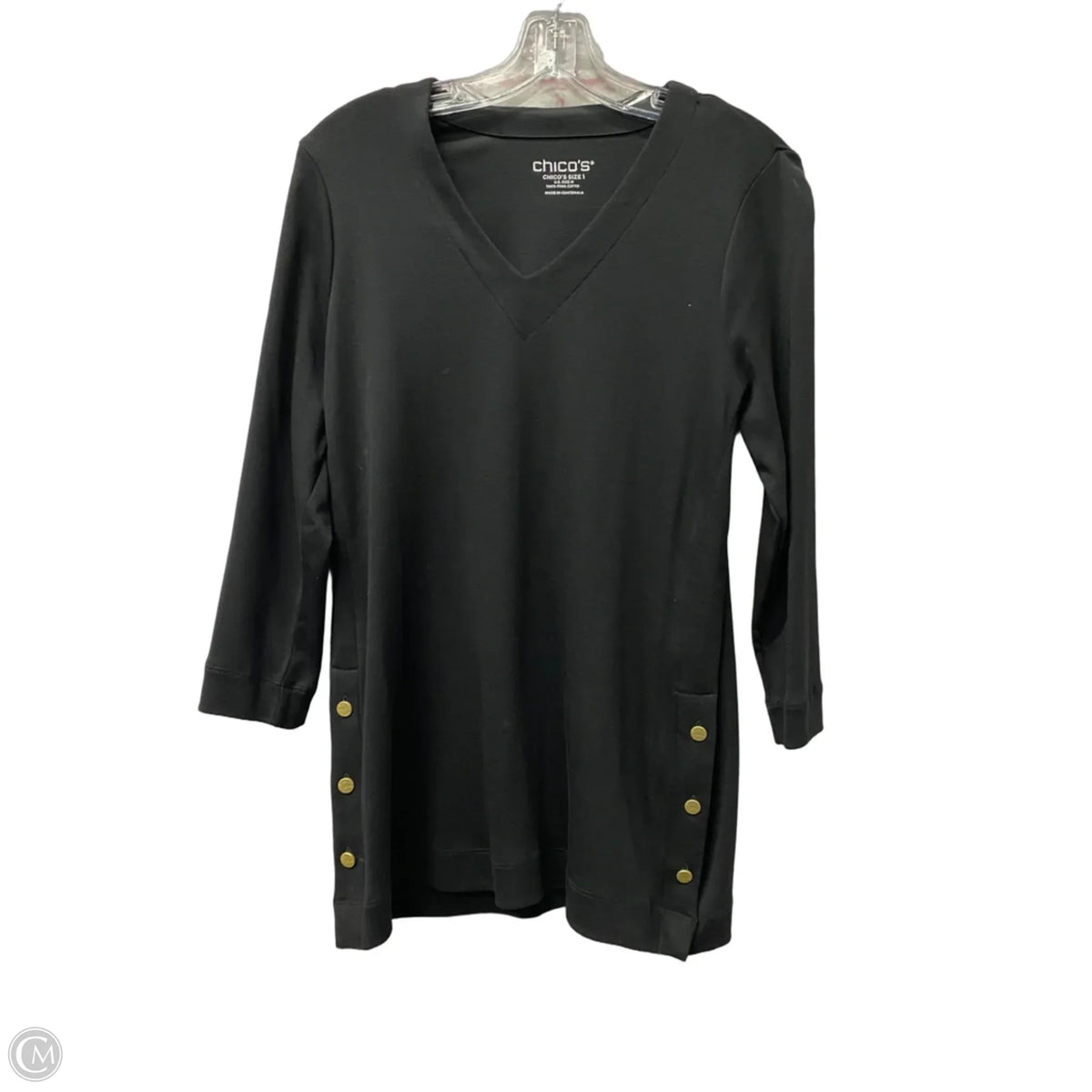 Top Long Sleeve By Chicos In Black, Size: M