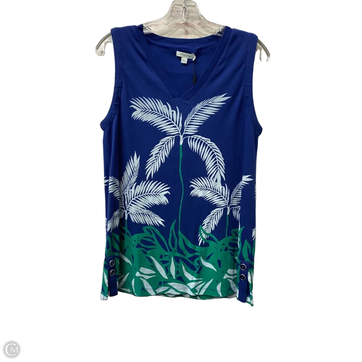 Top Sleeveless By Chicos In Blue, Size: M