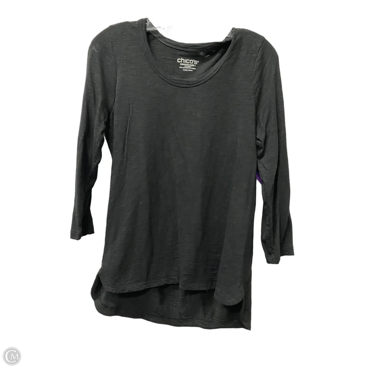Top 3/4 Sleeve By Chicos In Black, Size: S