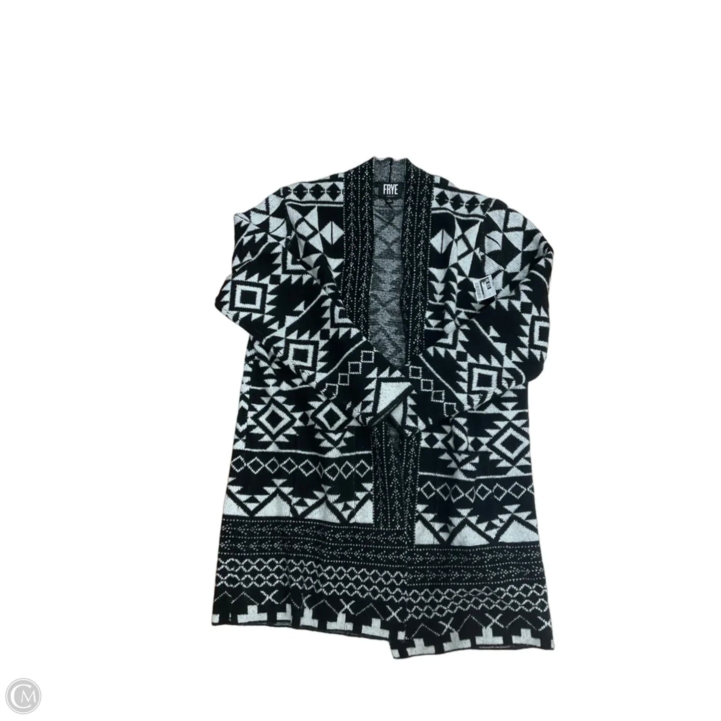 Cardigan Designer By Frye In Black & White, Size: L