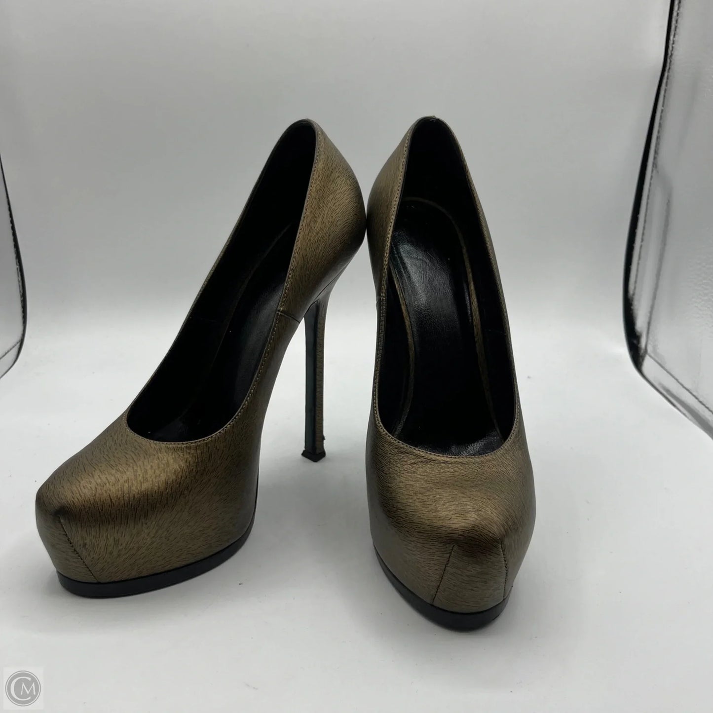 Shoes Luxury Designer By Yves Saint Laurent In Bronze, Size: 7