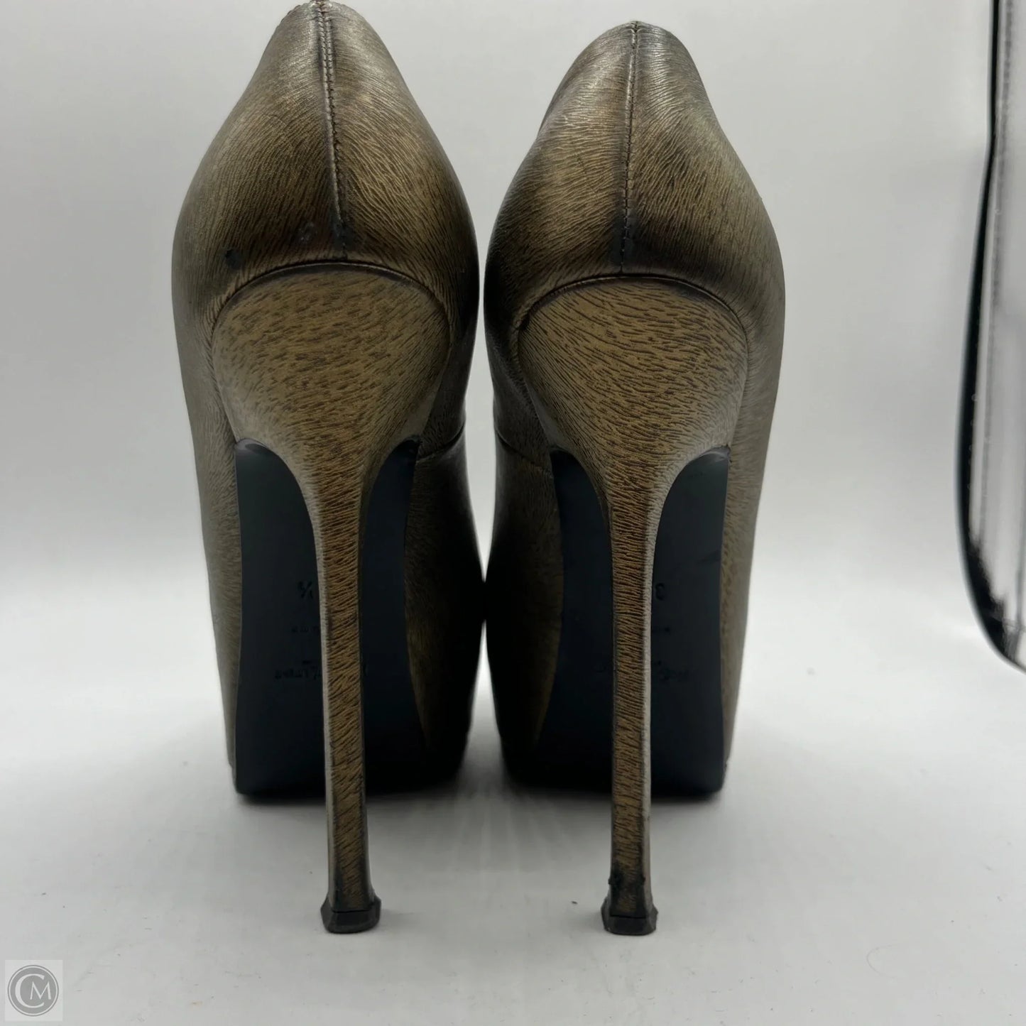 Shoes Luxury Designer By Yves Saint Laurent In Bronze, Size: 7