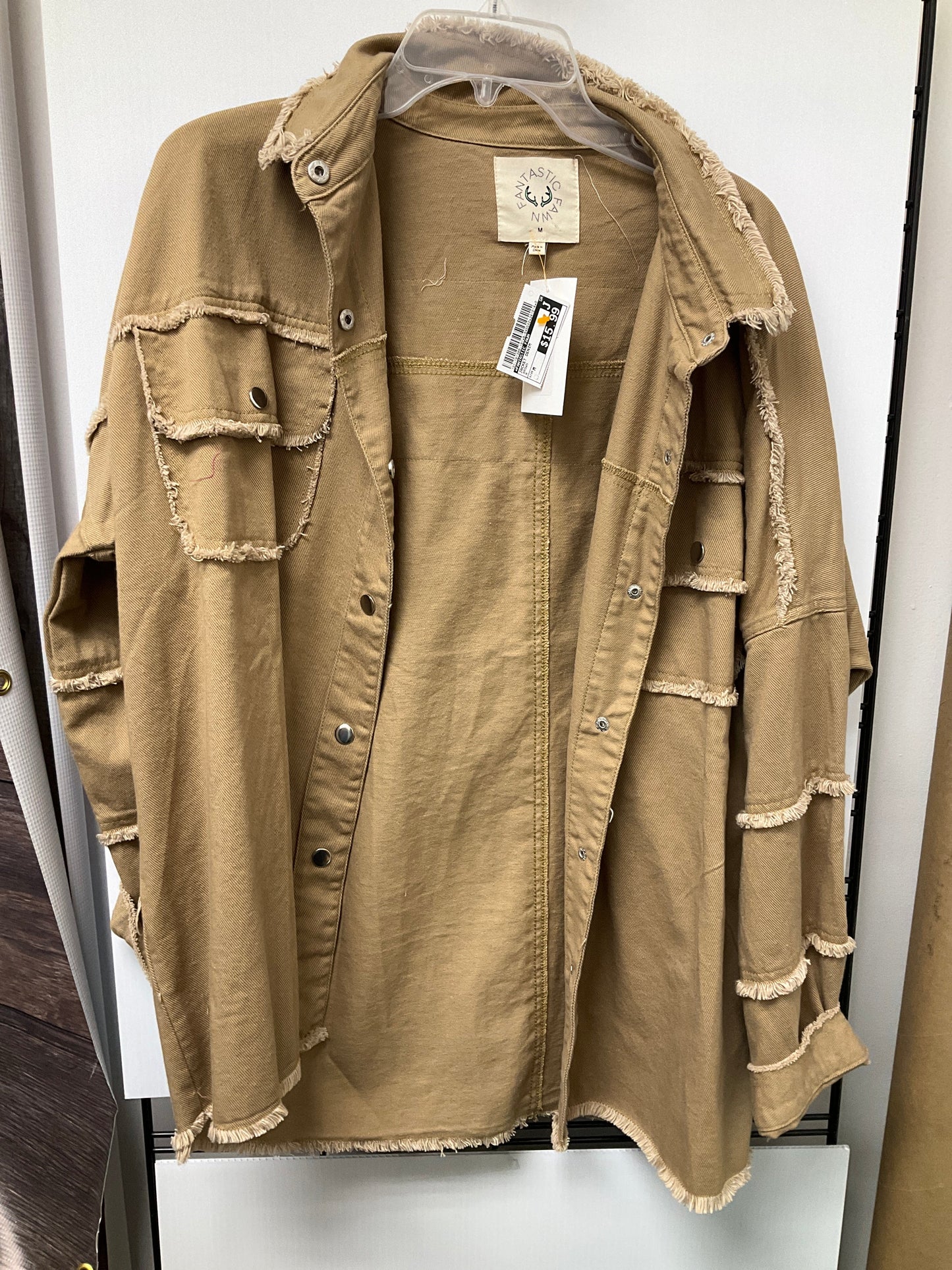 Jacket Denim By Fantastic Fawn In Brown, Size: M