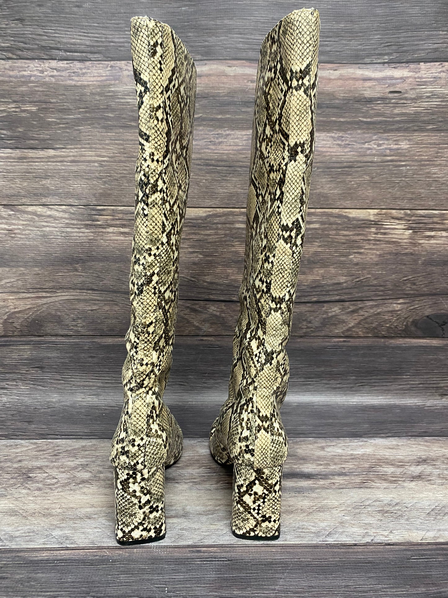 Boots Knee Heels By Zara In Animal Print, Size: 10.5