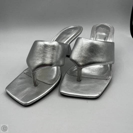 Sandals Heels Kitten By Marc Fisher In Silver, Size: 8.5