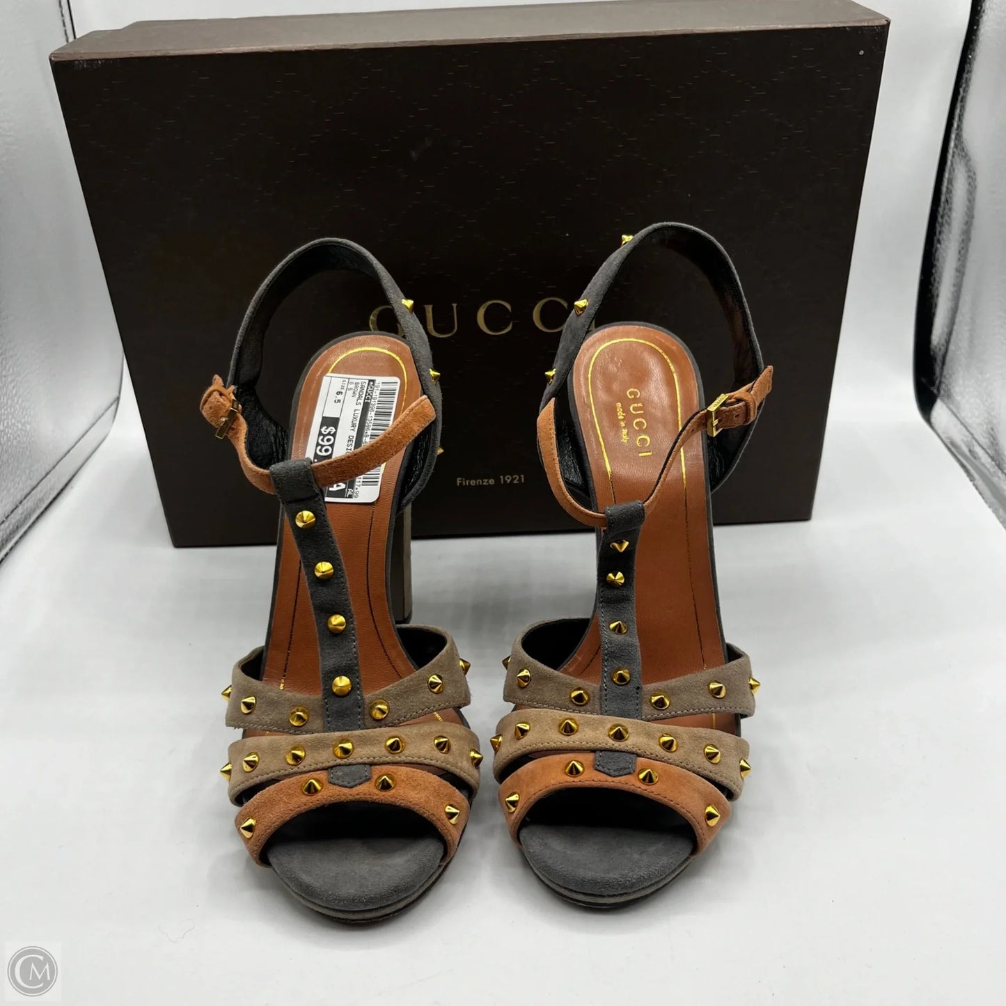 Sandals Luxury Designer By Gucci In Brown, Size: 6.5