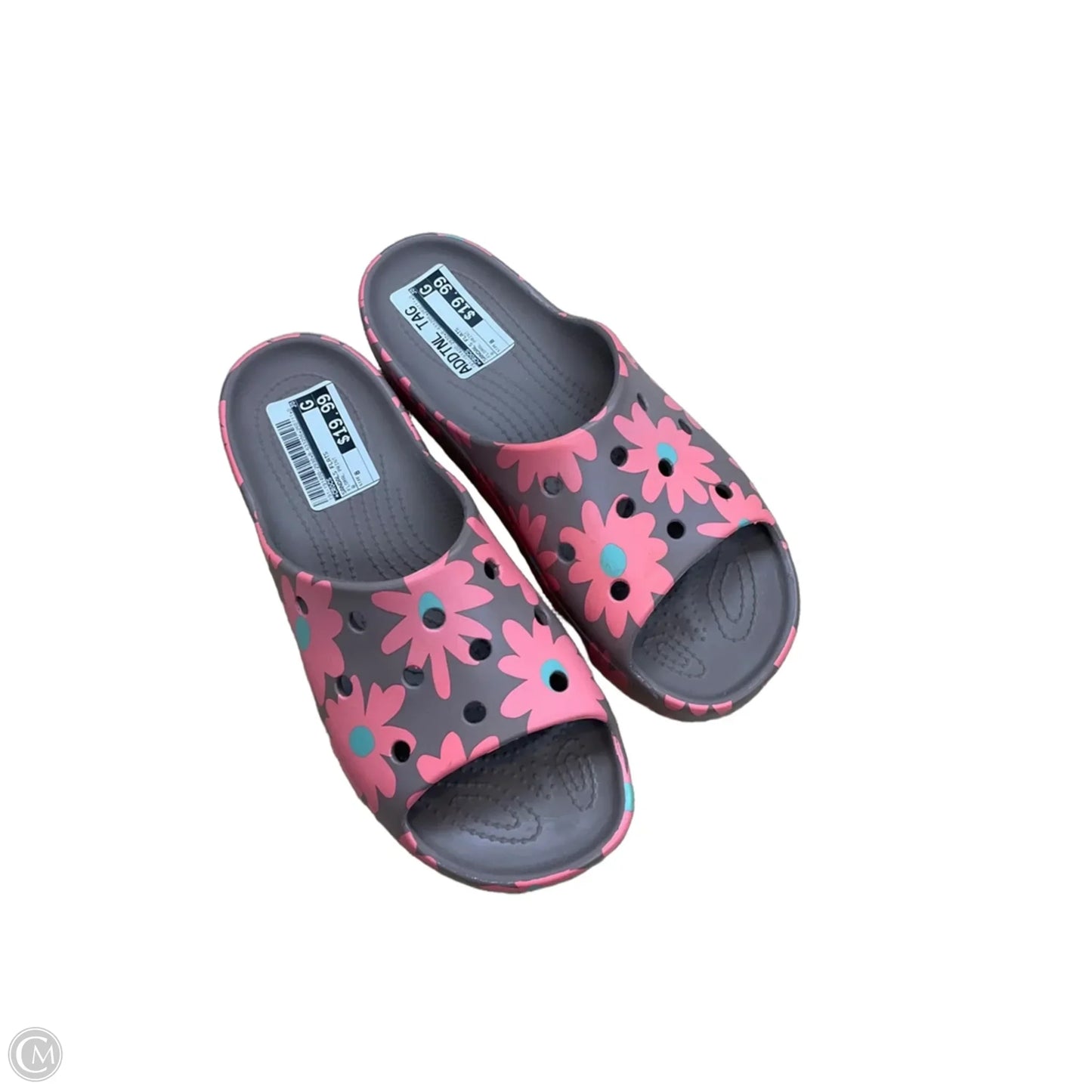 Sandals Flats By Crocs In Floral Print, Size: 8