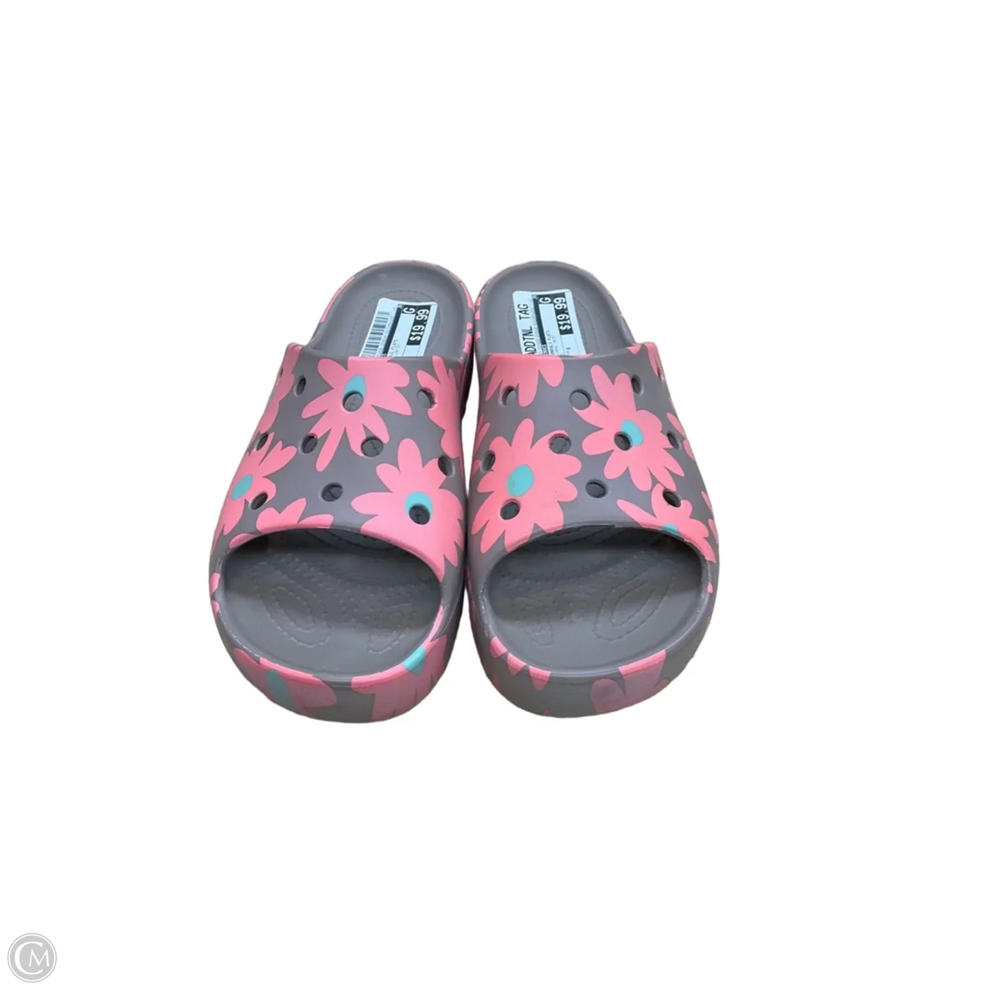 Sandals Flats By Crocs In Floral Print, Size: 8
