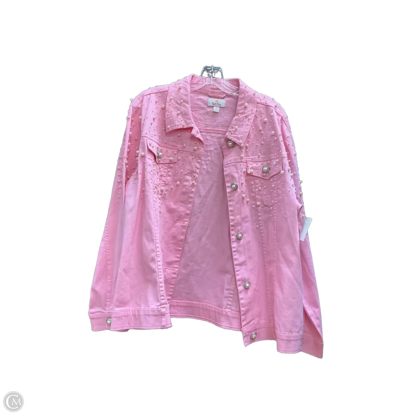 Jacket Denim By Quaker Factory In Pink, Size: Xl