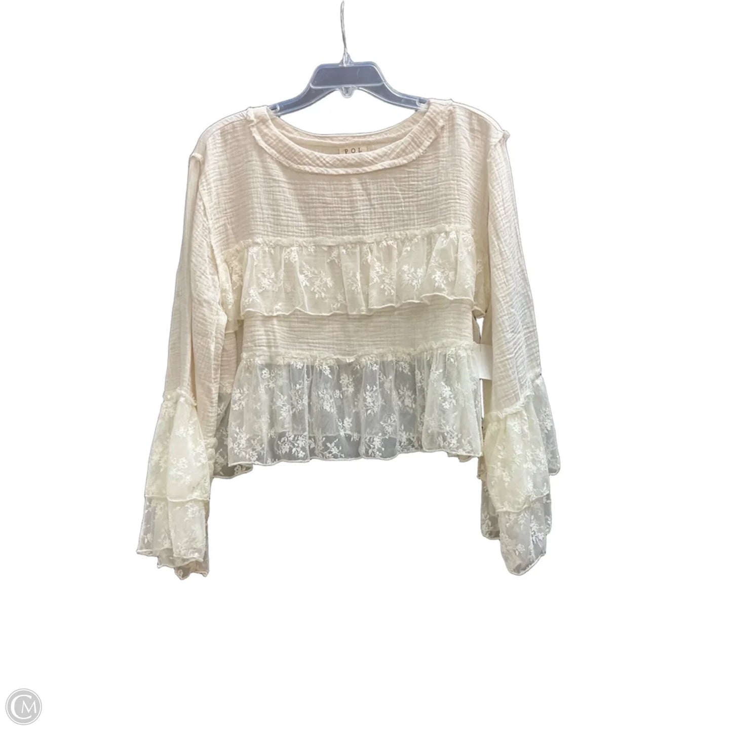 Top Long Sleeve By Pol In Cream, Size: M