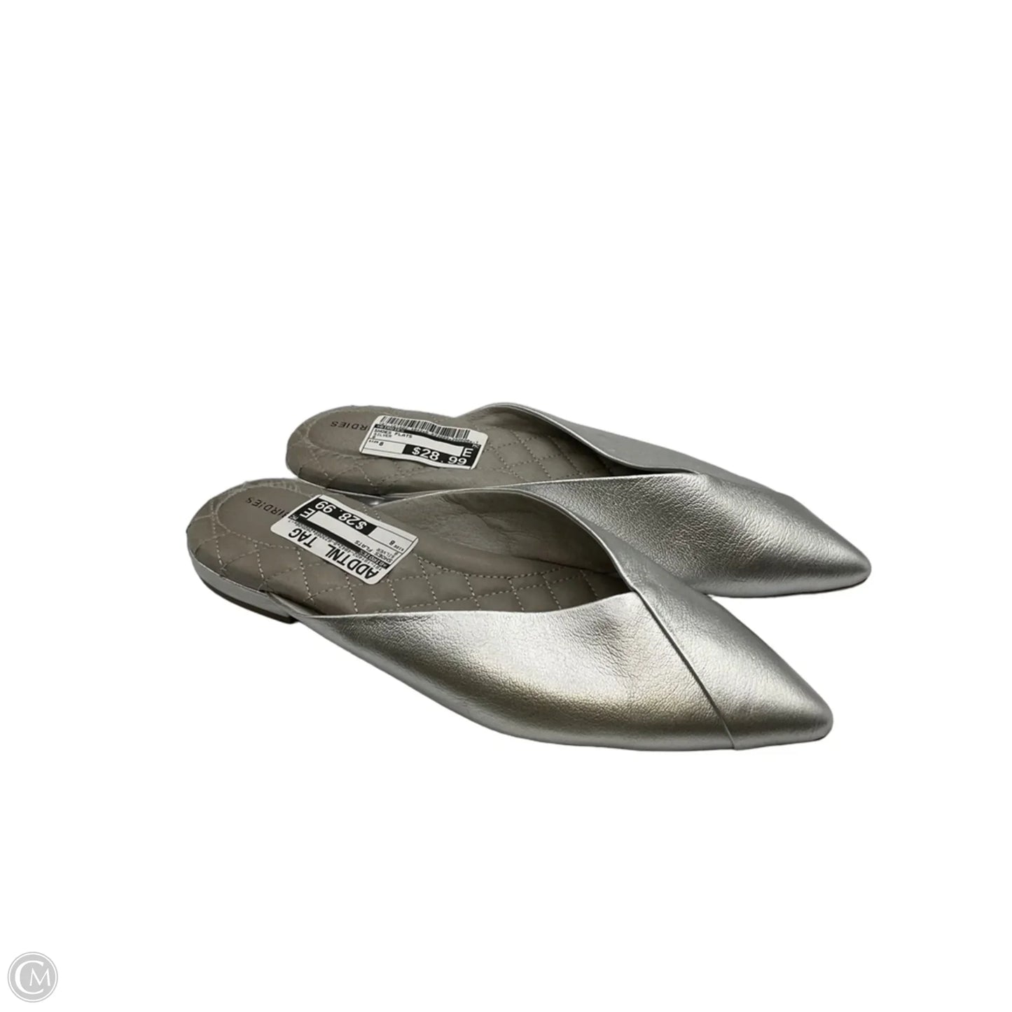 Shoes Flats By Birdies In Silver, Size: 8