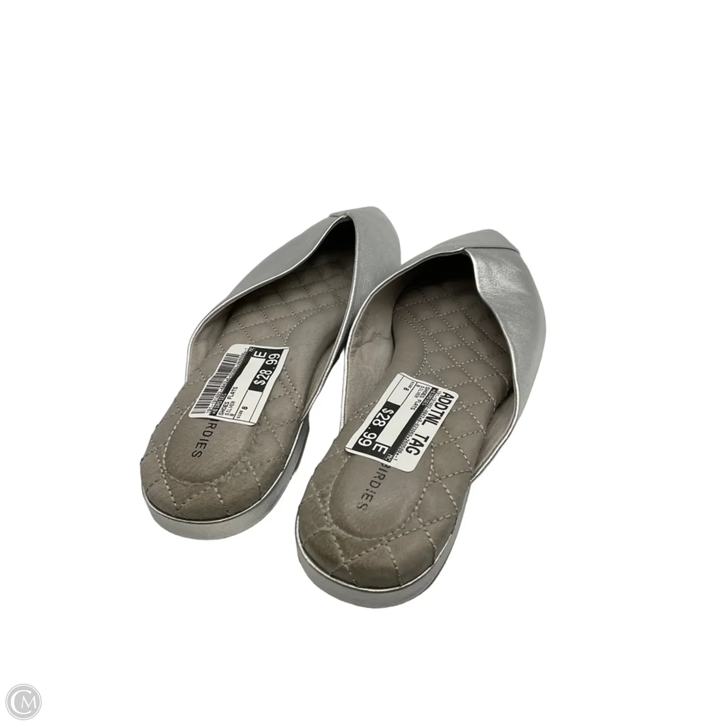 Shoes Flats By Birdies In Silver, Size: 8