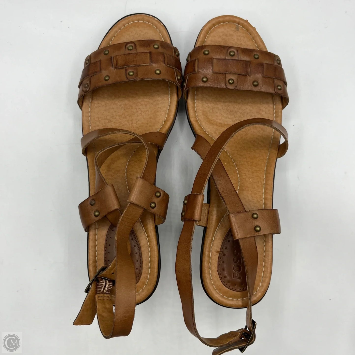 Shoes Heels Wedge By Fossil In Brown, Size: 9