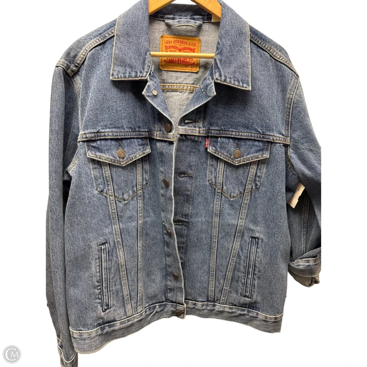 Jacket Denim By Levis In Blue Denim, Size: L