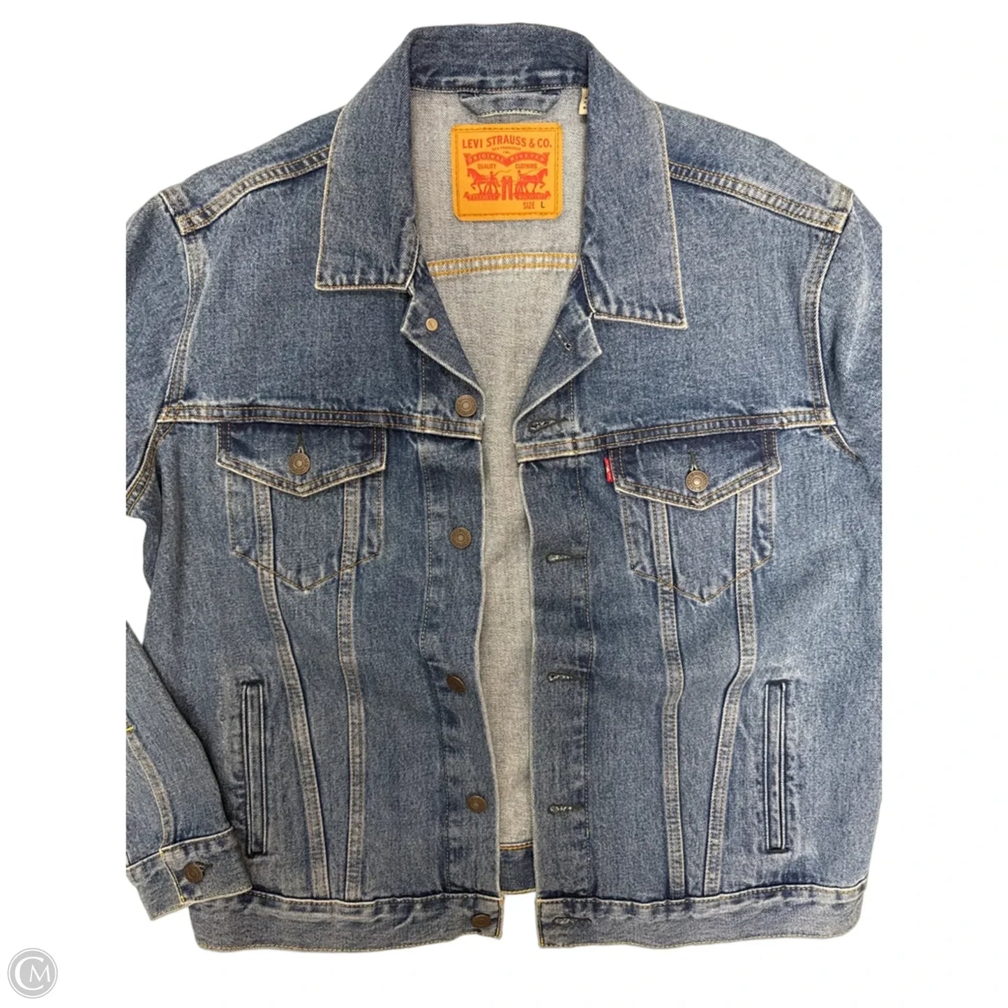 Jacket Denim By Levis In Blue Denim, Size: L
