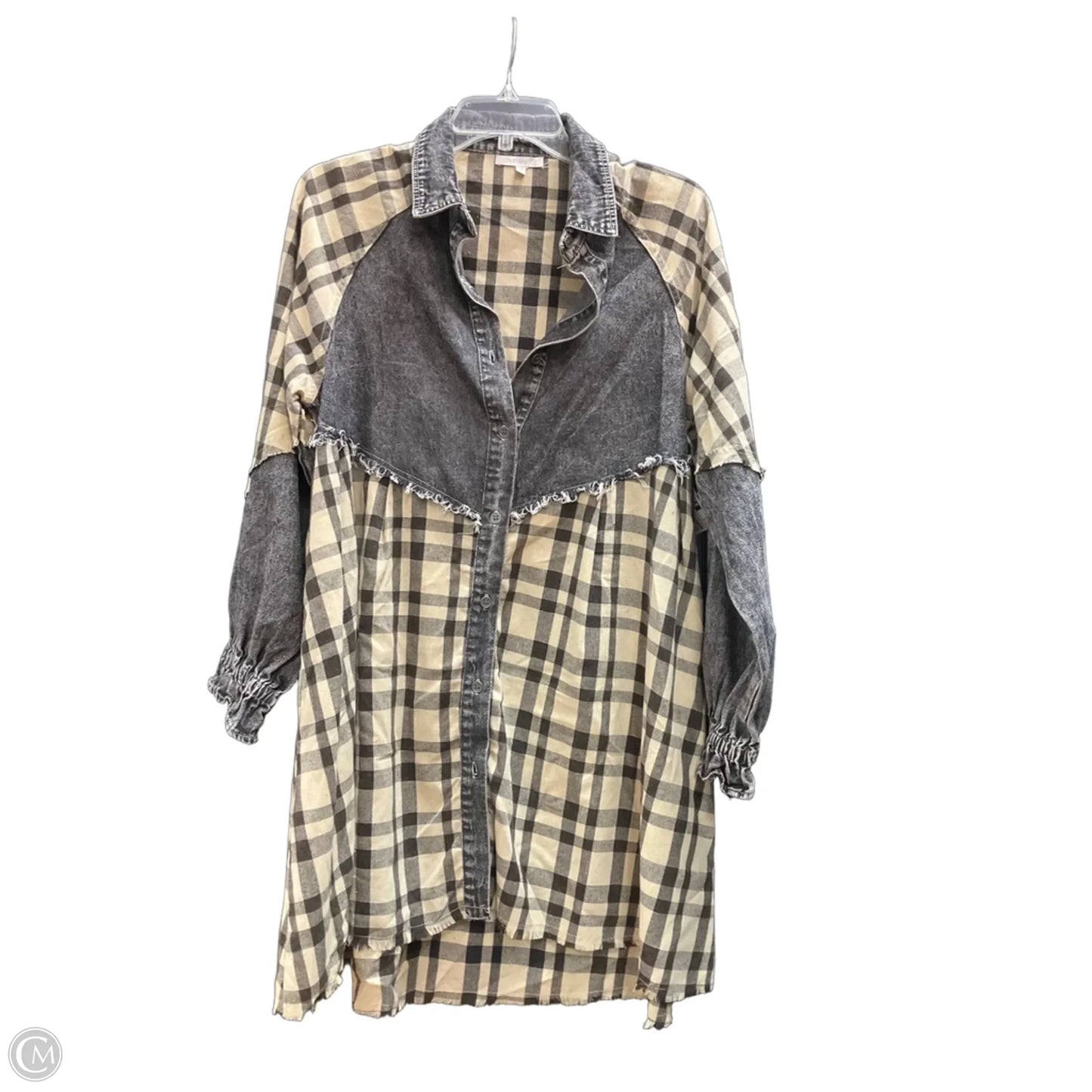 Top Long Sleeve By Veveret In Plaid Pattern, Size: M
