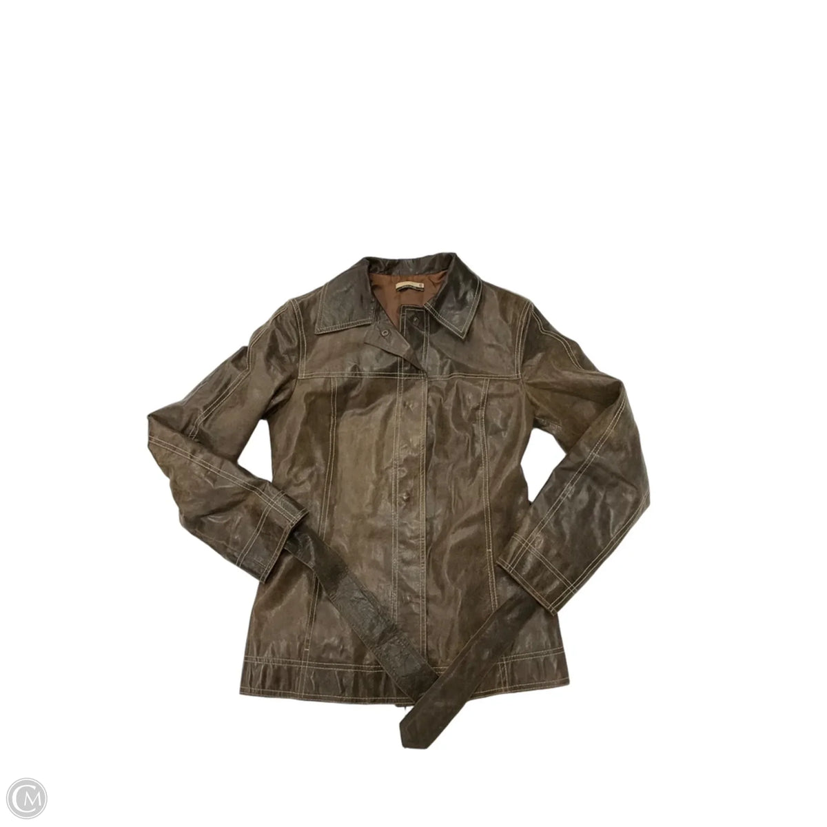 Jacket Leather By Clothes Mentor In Brown, Size: S