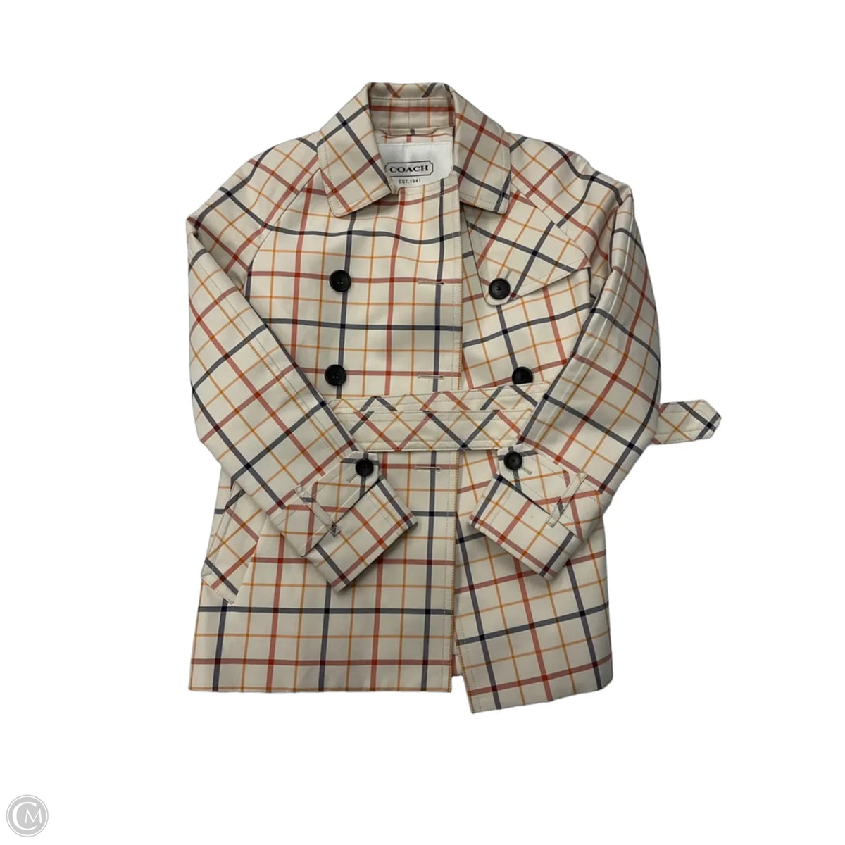 Blazer Designer By Coach In Plaid Pattern, Size: Xs