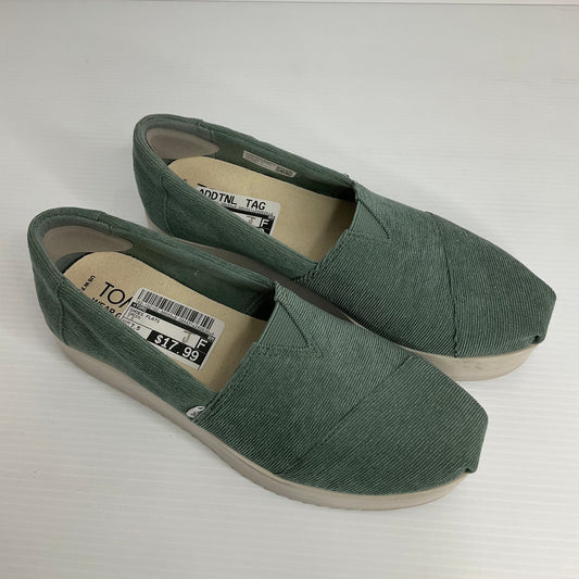 Green Shoes Flats Toms, Size 7.5