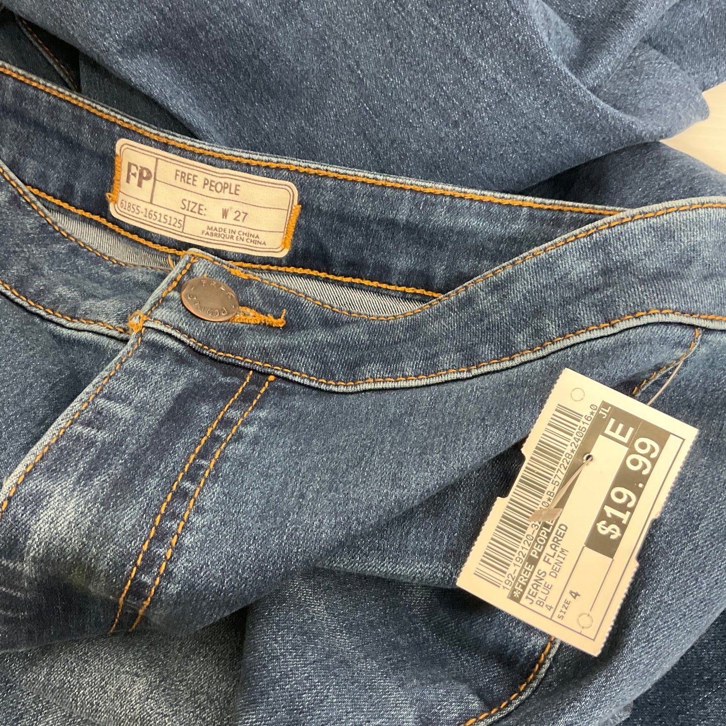 Blue Denim Jeans Flared Free People, Size 4