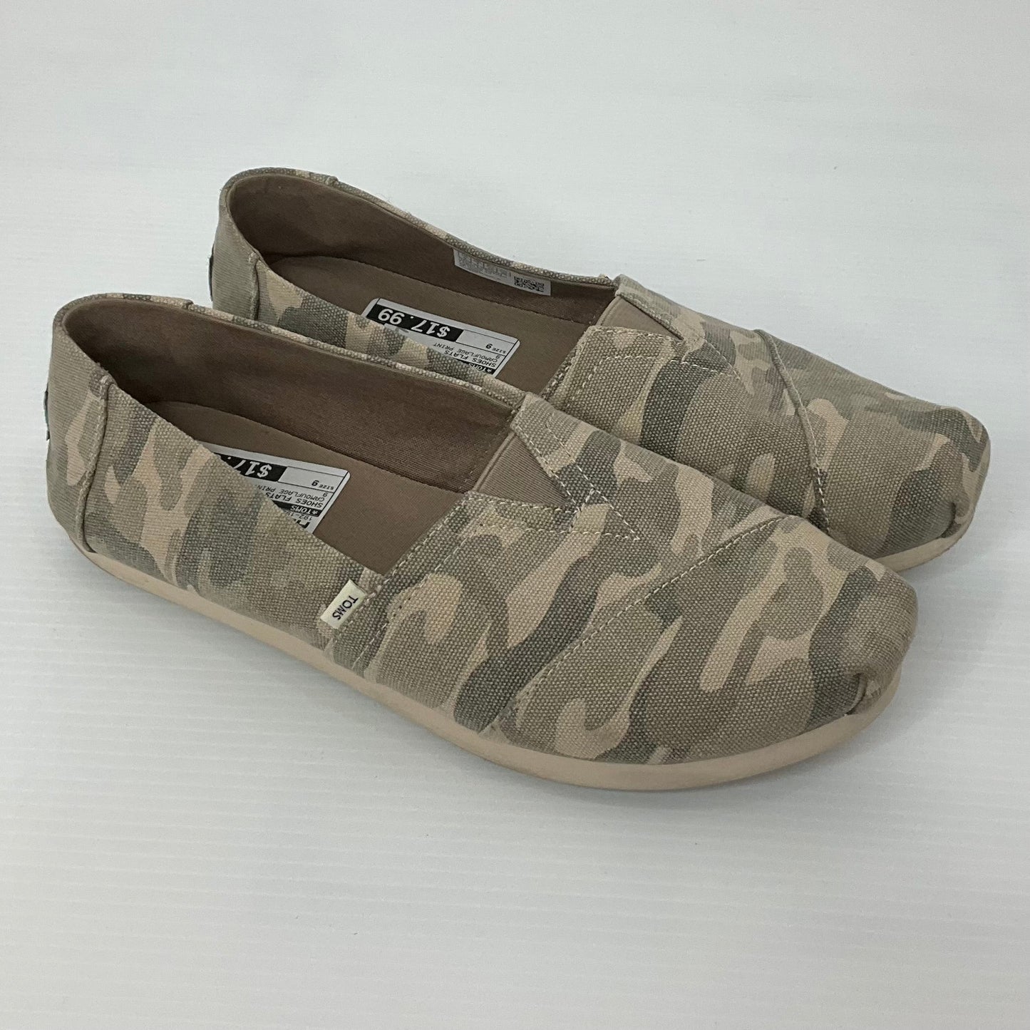 Camouflage Print Shoes Flats Toms, Size 9