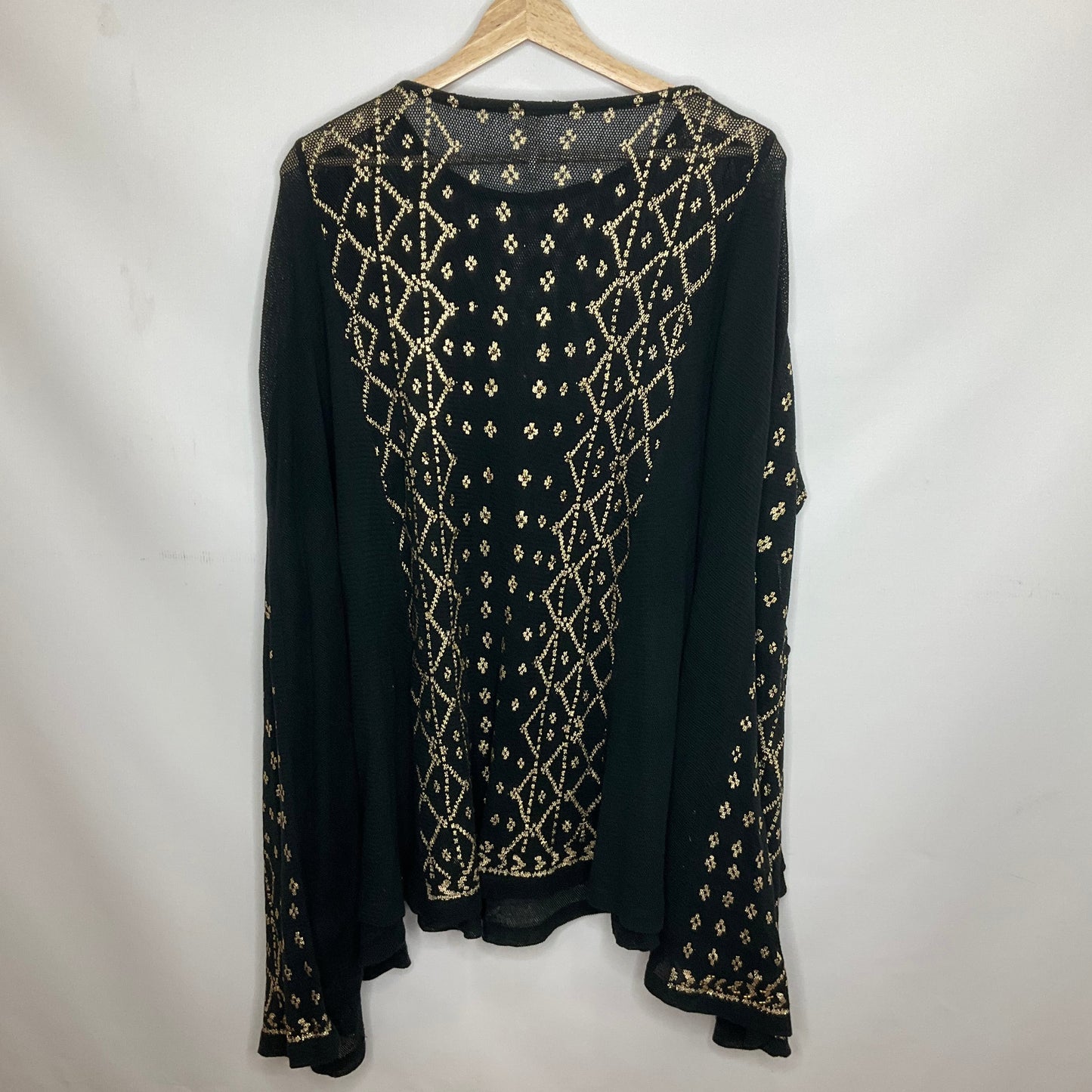 Black & Gold Top Short Sleeve Free People, Size Xs