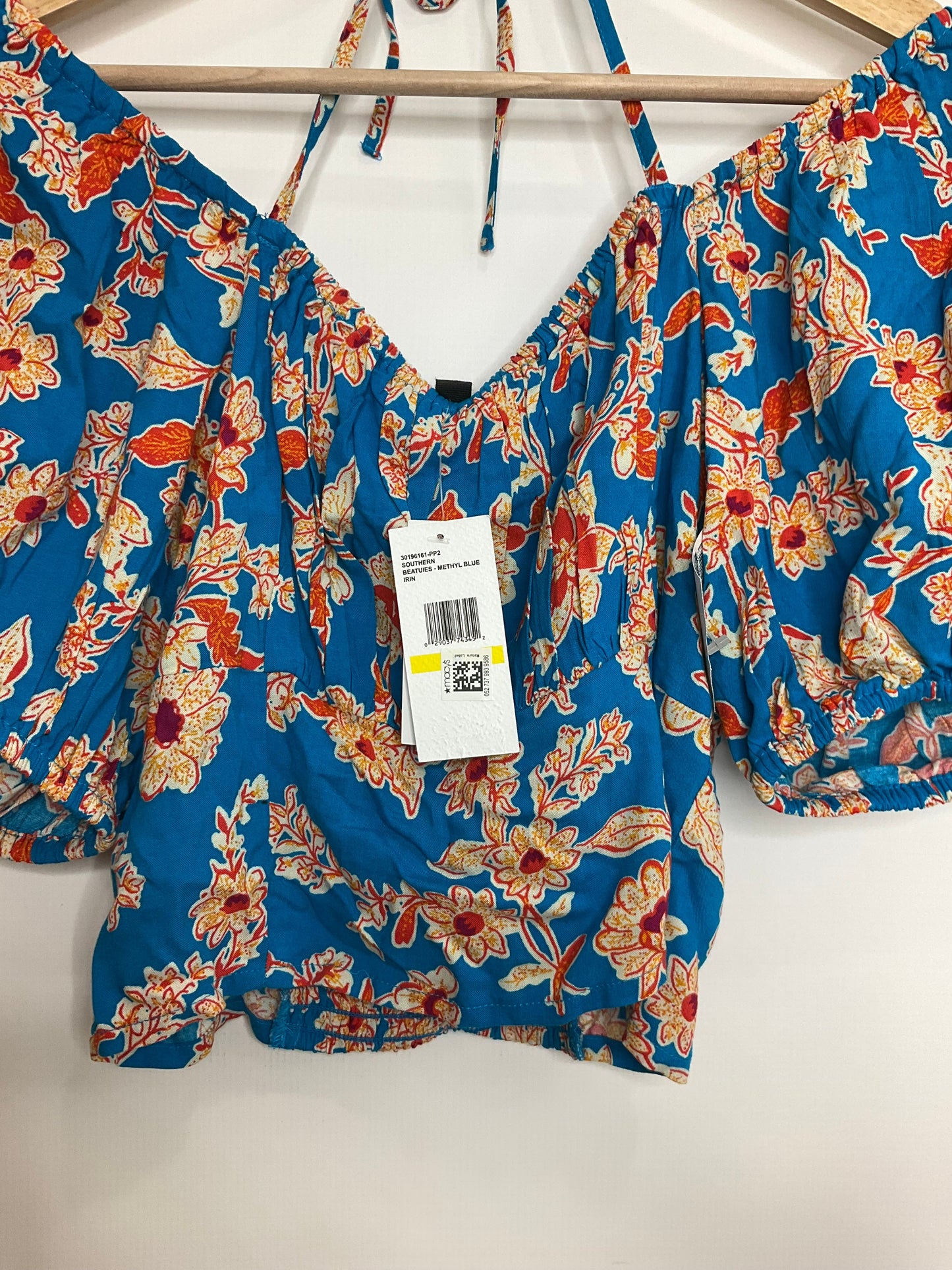 Blue & Orange Top Short Sleeve Jessica Simpson, Size M