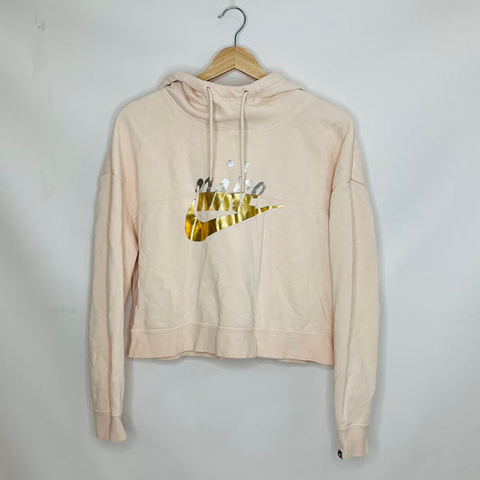 Athletic Sweatshirt Hoodie By Nike Apparel In Gold & Pink, Size: M