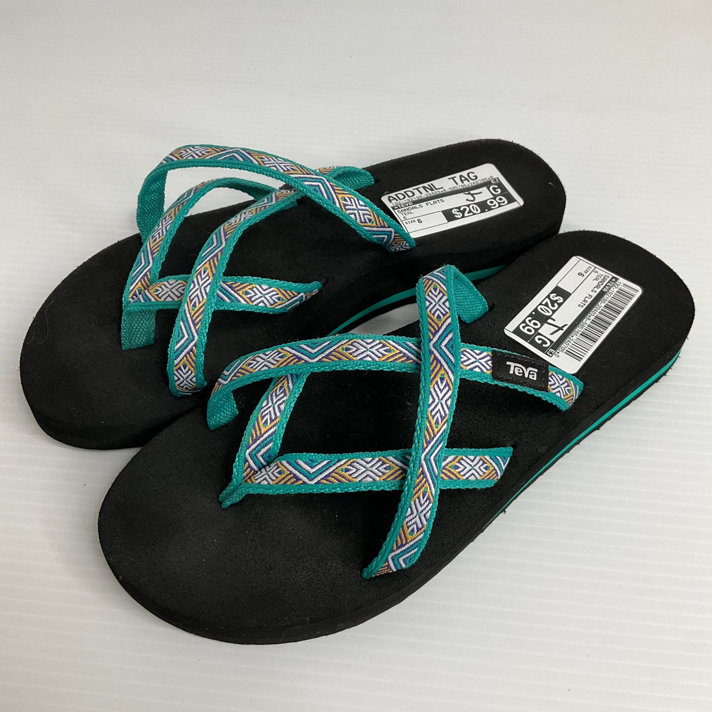Teal Sandals Flats Teva, Size 6