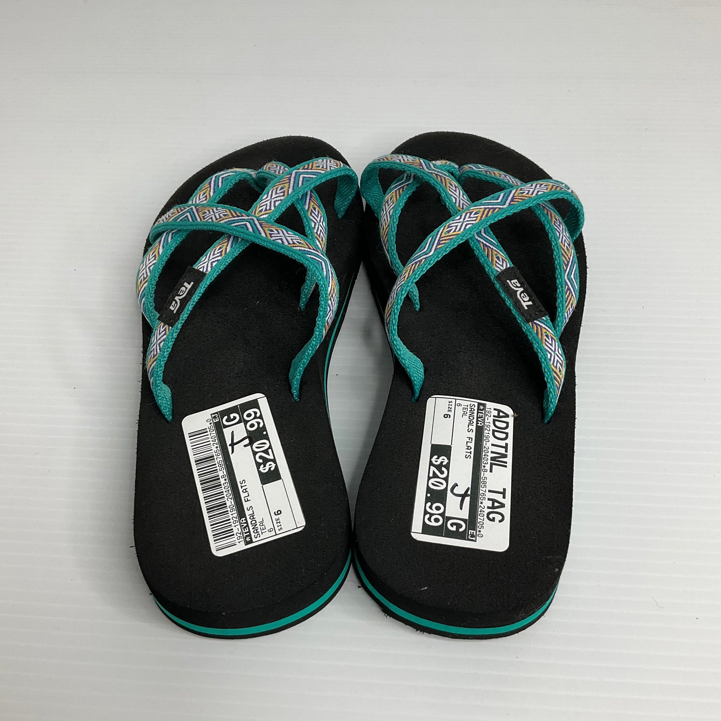 Teal Sandals Flats Teva, Size 6