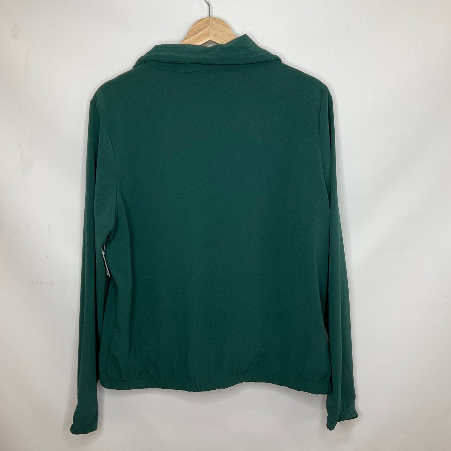 Green Athletic Top Long Sleeve Collar New Balance, Size L