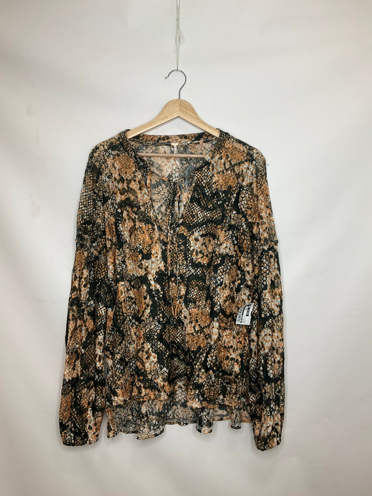 Snakeskin Print Top Long Sleeve Free People, Size L