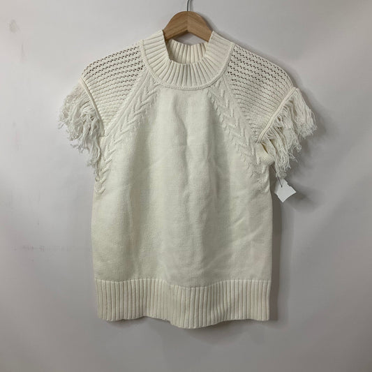 White Sweater Short Sleeve Anthropologie, Size L