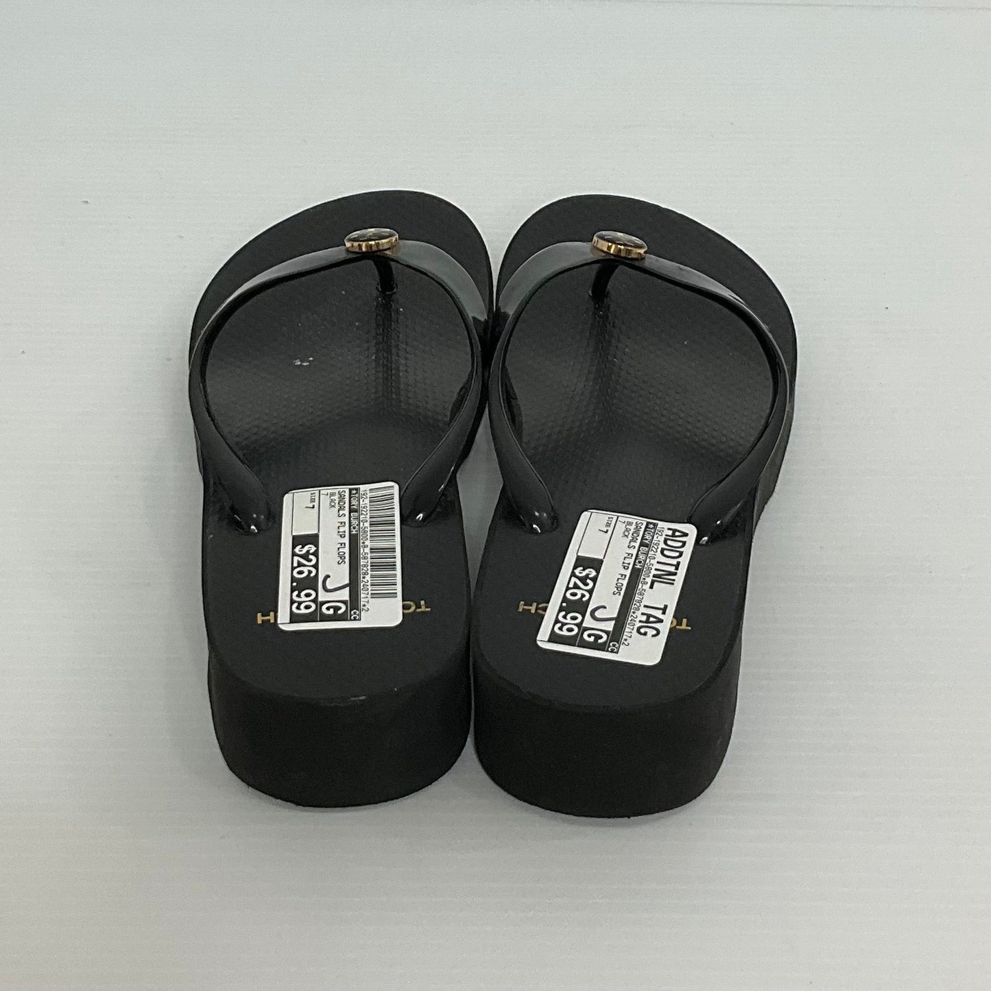 Black Sandals Flip Flops Tory Burch, Size 7
