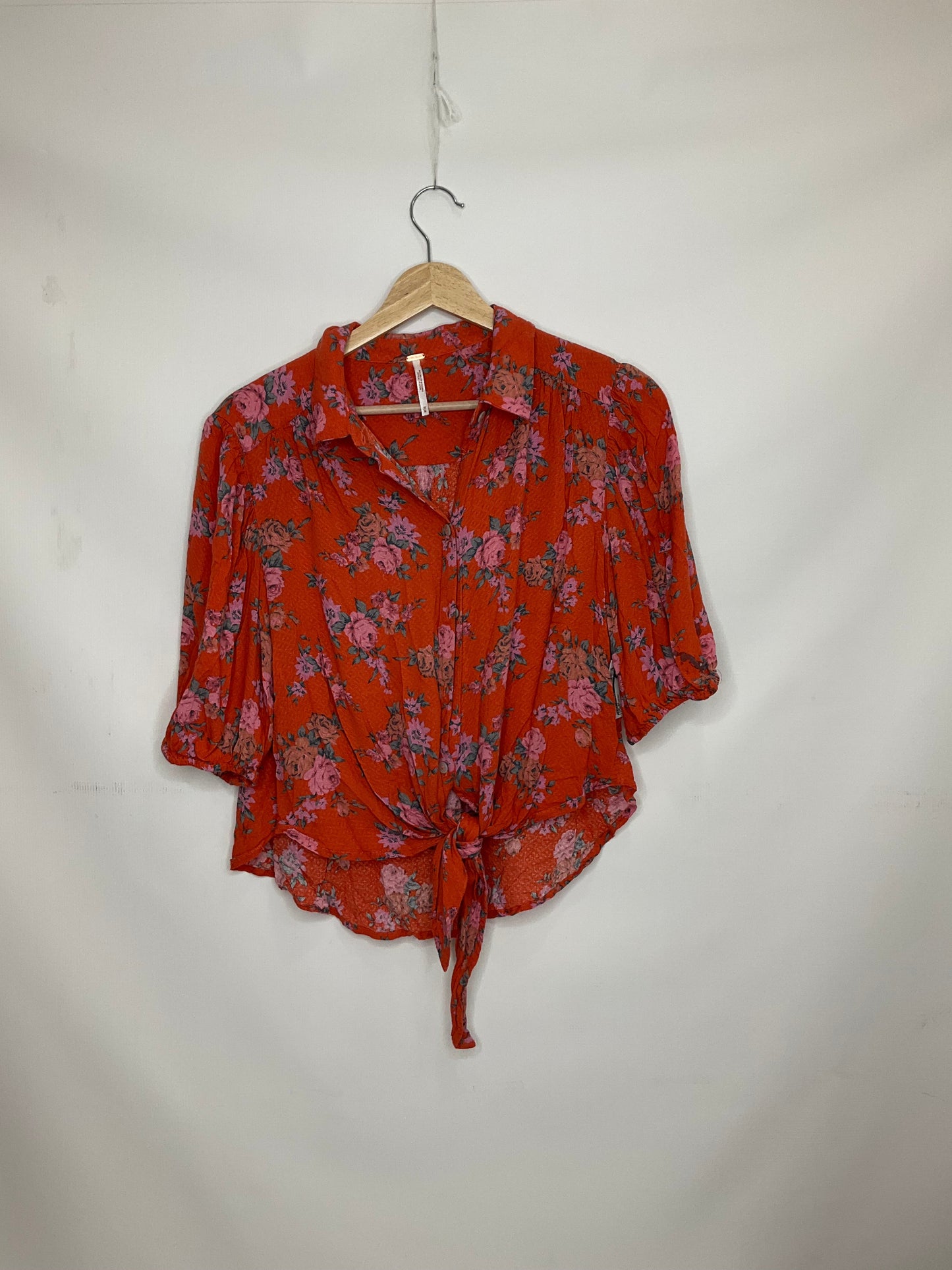 Floral Print Top Short Sleeve Free People, Size M