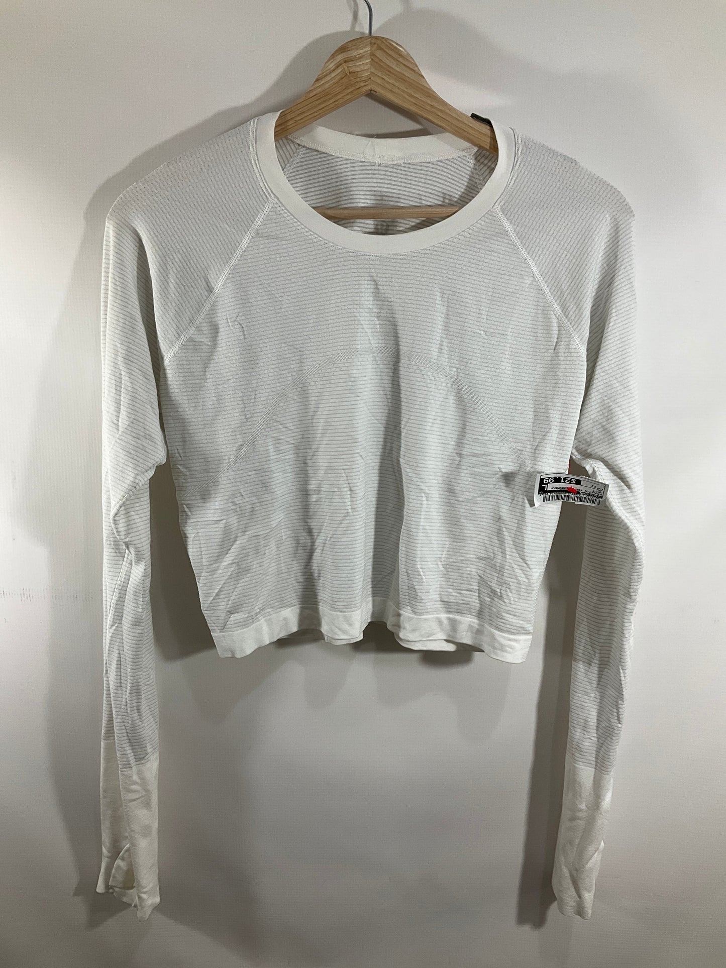 Athletic Top Long Sleeve Crewneck By Lululemon In White, Size: 12