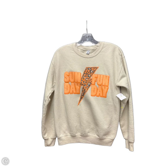Athletic Sweatshirt Crewneck By Gildan In Tan, Size: S