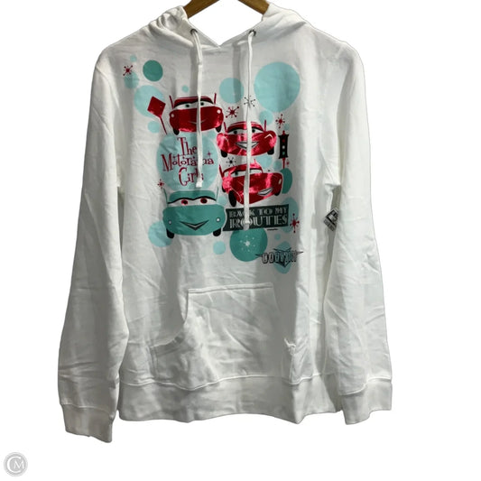 Sweatshirt Hoodie By Disney In White, Size: L