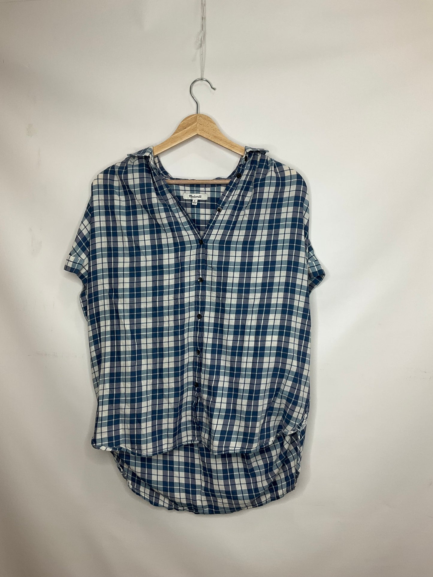 Plaid Pattern Top Short Sleeve Madewell, Size M