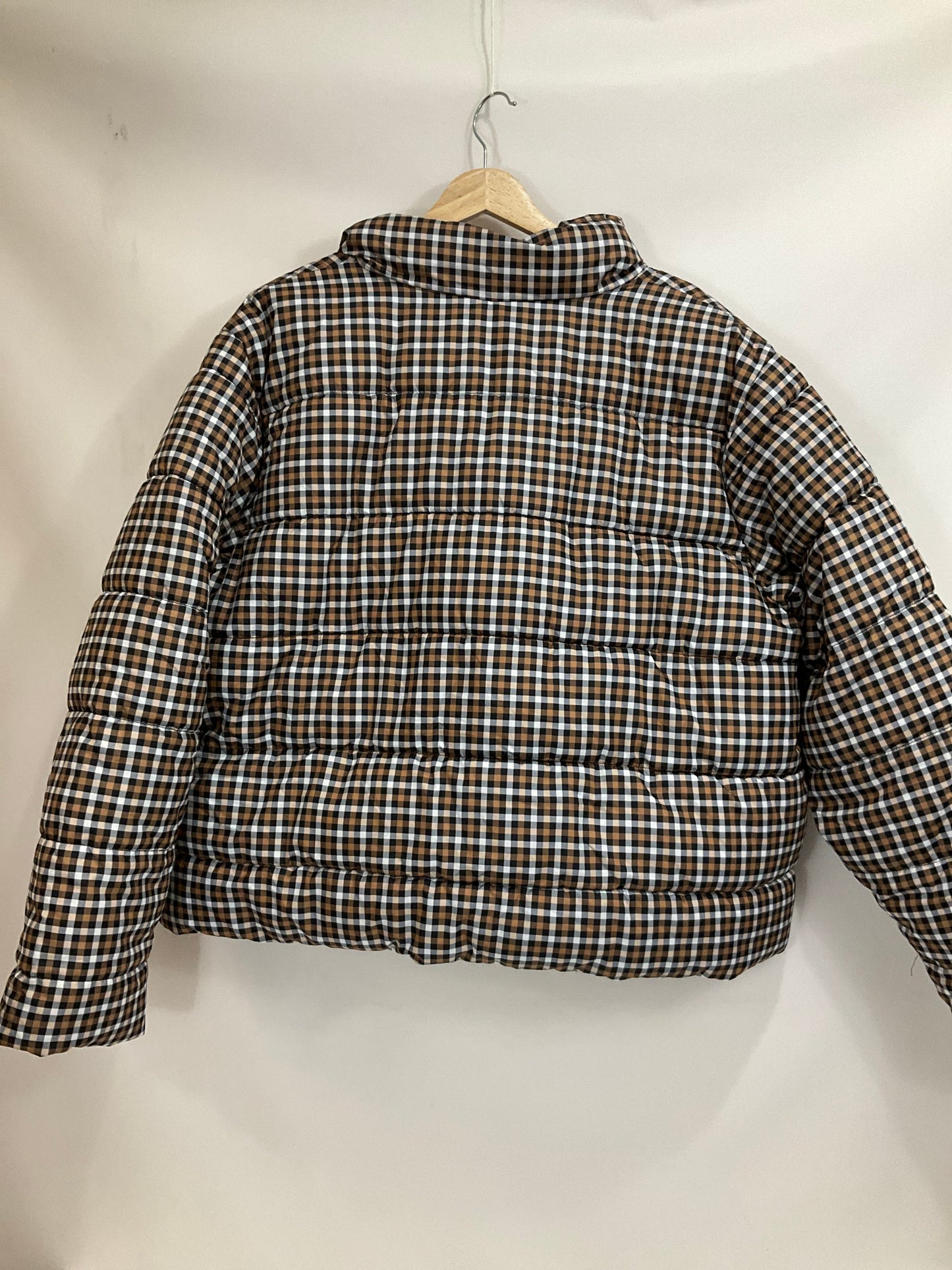 Jacket Puffer & Quilted By Time And Tru In Checkered Pattern, Size: 1x