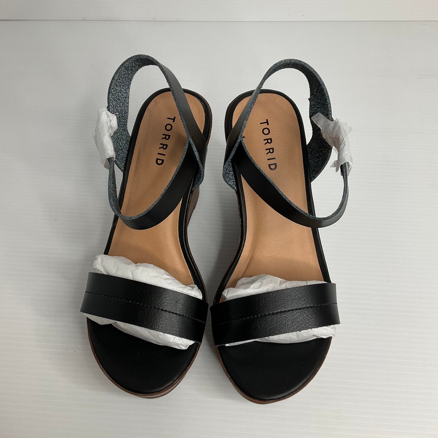 Black & Brown Sandals Heels Wedge Torrid, Size 8