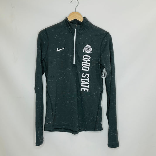 Grey Athletic Top Long Sleeve Collar Nike Apparel, Size S