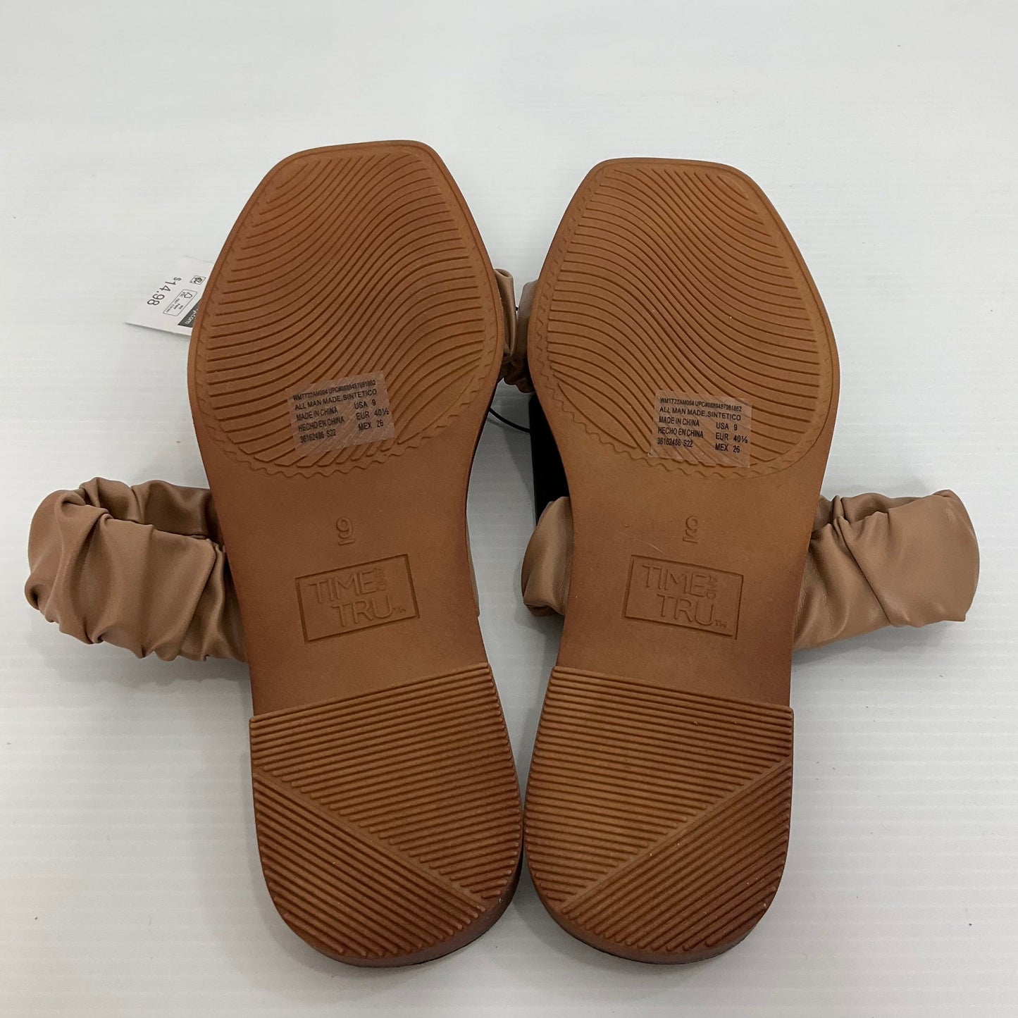 Tan Sandals Flats Time And Tru, Size 9