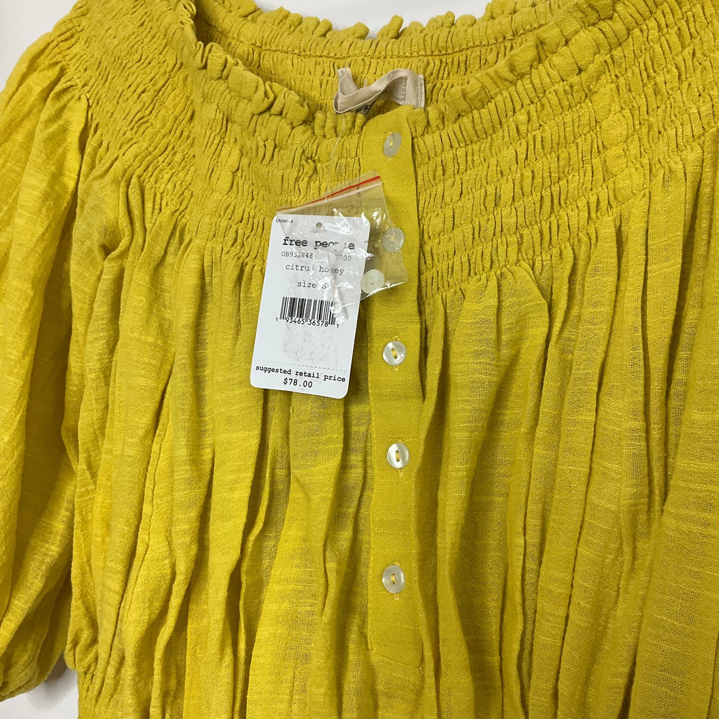 Yellow Top Short Sleeve We The Free, Size S