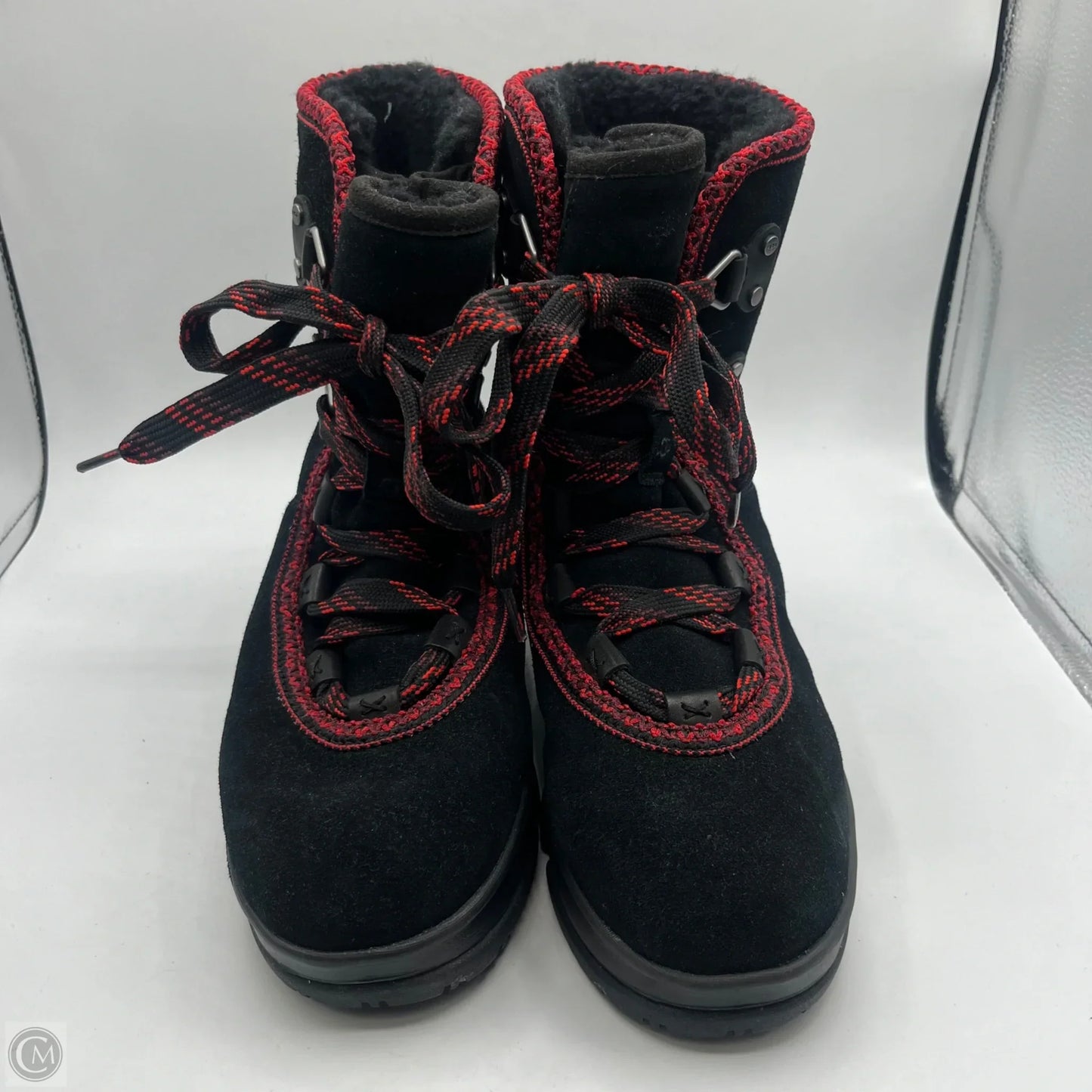 Boots Mid-calf Flats By Ugg In Black & Red, Size: 10