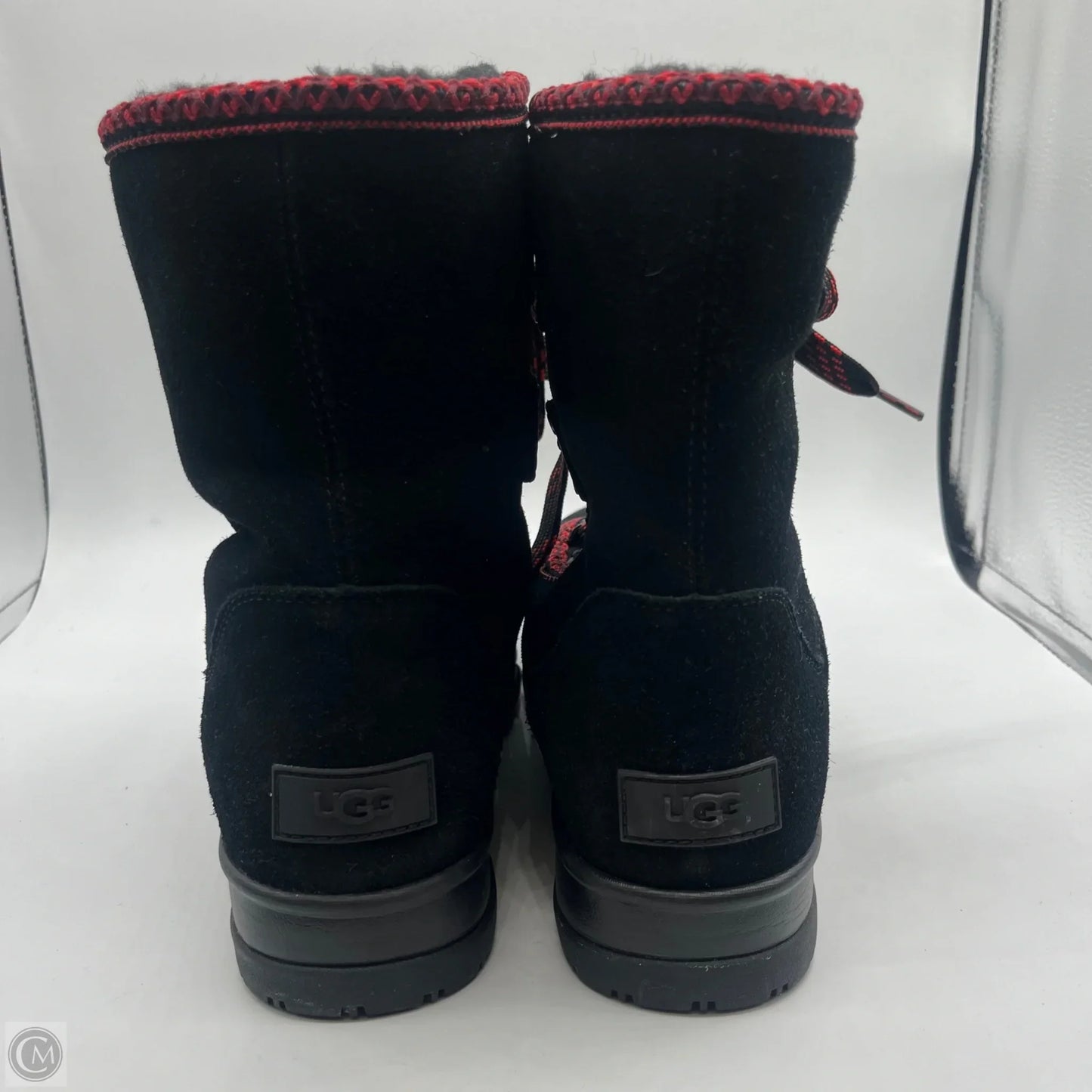 Boots Mid-calf Flats By Ugg In Black & Red, Size: 10