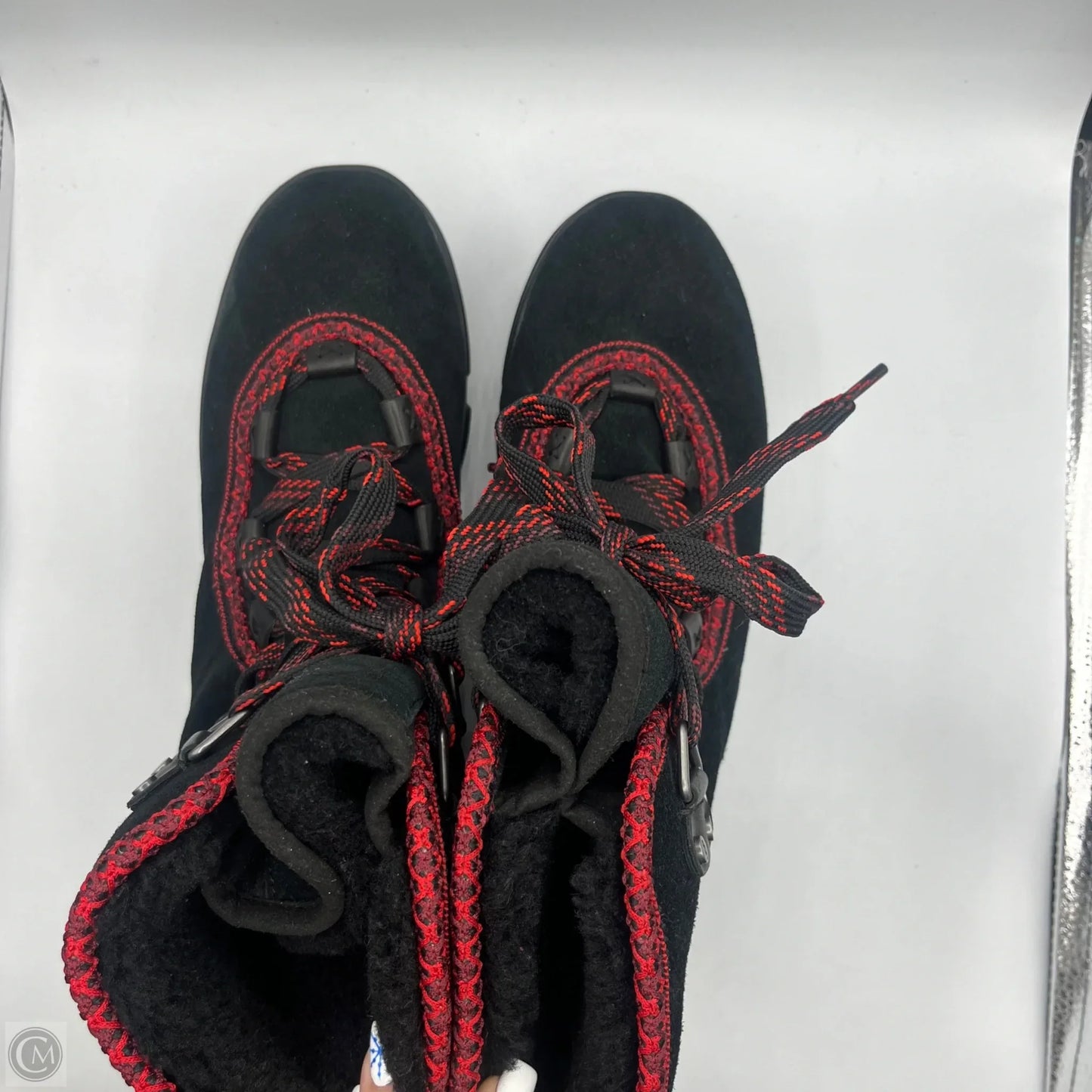 Boots Mid-calf Flats By Ugg In Black & Red, Size: 10