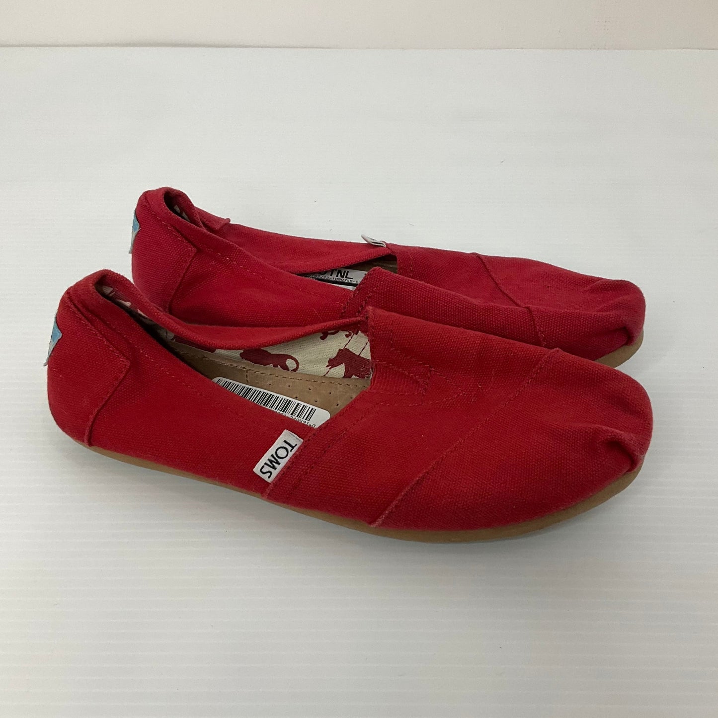 Red Shoes Flats Toms, Size 7
