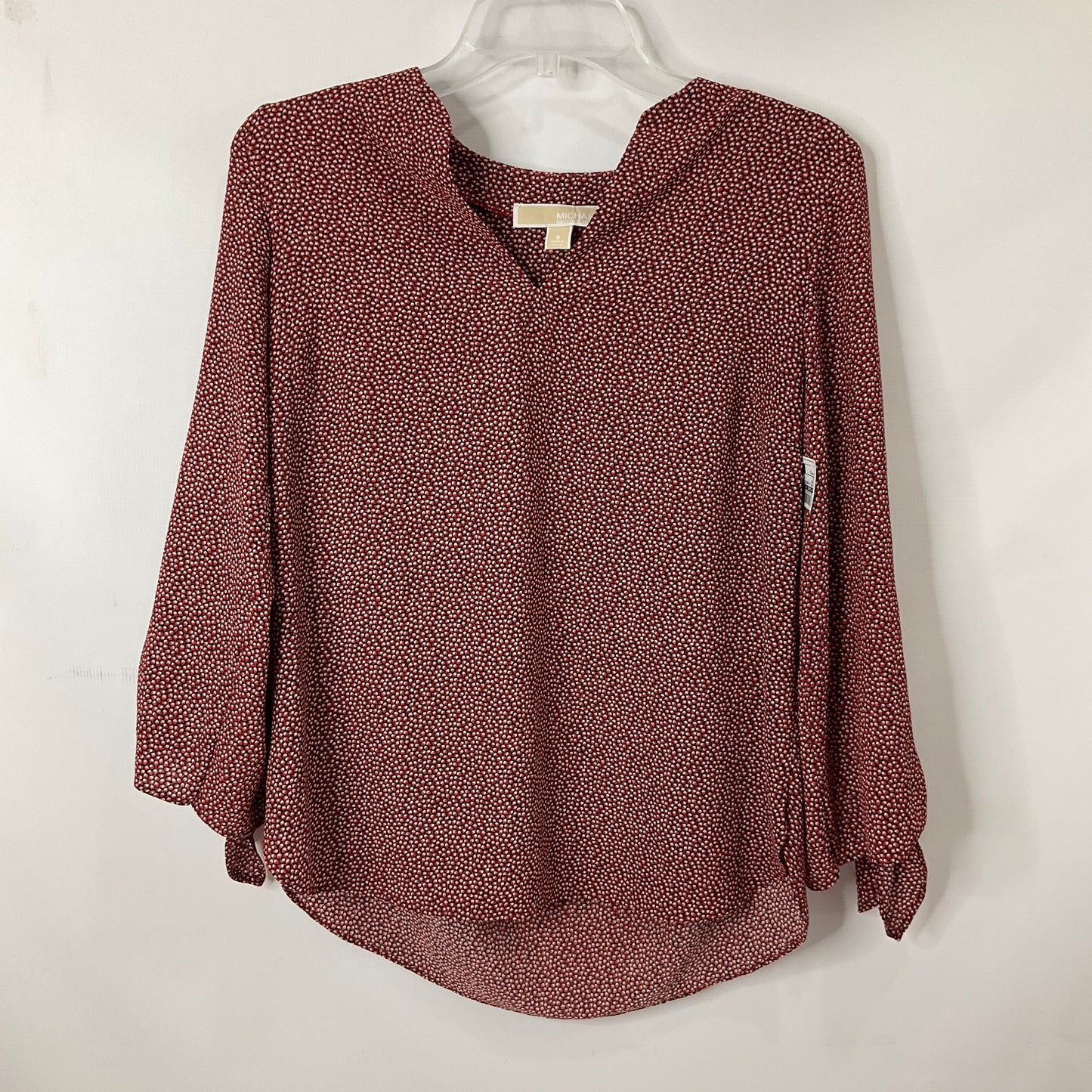 Red Top Long Sleeve Basic Michael By Michael Kors, Size S