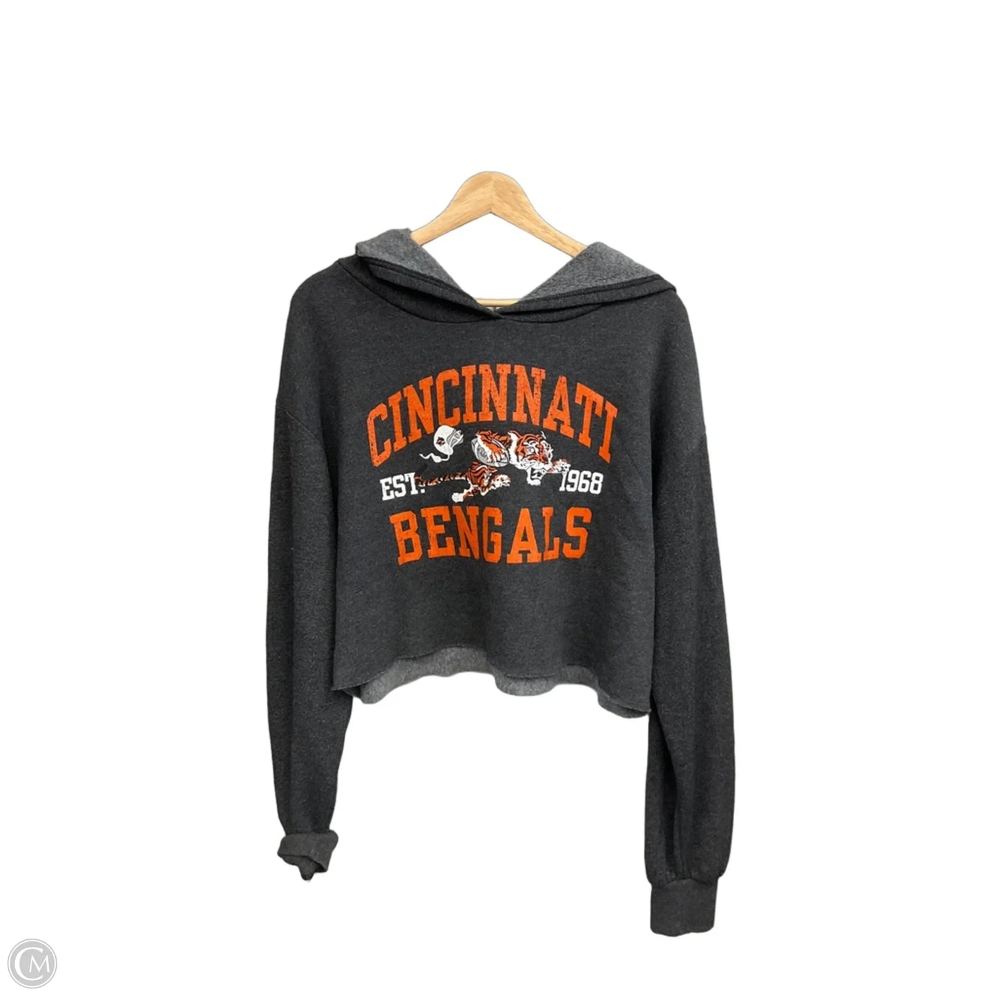 Athletic Sweatshirt Hoodie By Majestic In Grey, Size: L